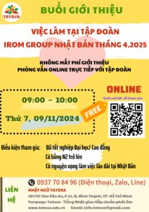 Việc làm tiếng Nhật tại Nhật 2025